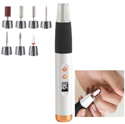 Cordless Nail Drill, Nail Drill Professional, 15 Adjustable Speeds & 2 Direction Electric Nail File Kits, Portable Electric Nail Grinder Tools for Women Home Salon Manicure Pedicure Beginners (White)