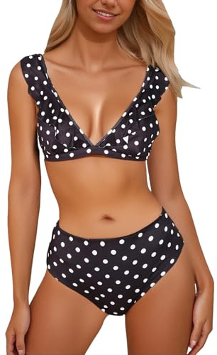 Generico Costume Donna Due Pezzi Push Up Costume Nero Donna XXL Costumi da Bagno A Fascia Bikini Vita Alta Colors Triangolo Premaman Imbottito con Ferretto Senza Piscina Sportivo Taglie Mare Ragazza