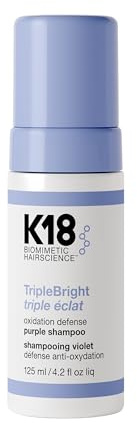 K18 TripleBright Oxidation Defense Purple Shampoo - Non-Staining Blonde Shampoo for All Highlighted + Lifted Hair Tones - Removes + Helps Prevent Brass for Brighter, Longer-Lasting Blonde (4.2 Fl oz)