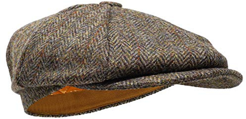 BORGES & SCOTT Gorra Estilo Newsboy Lomond - 100% Lana Tejida a Mano - Harris Tweed - Resistente al Agua - Herringbone 60cm