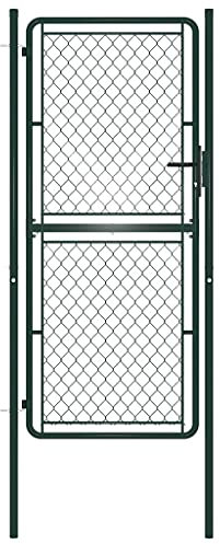 vidaXL Puerta de Valla para Jardín Cancelas Cercado Cerca Entrada Protección Separador Seguridad Patio Terraza Exterior Acero Verde 100x200 cm