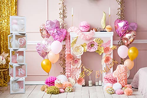 RcheeTech - Balloon in a Box - 5 Boxes 52 Alphabet Letters extra BABY and LOVE Letters - Birthday and Party Decorations for Baby Shower Gender Reveal Blue Pink and Cream Balloons Boy Girl Gifts