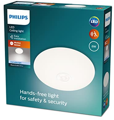 PHILIPS LED Mauve taklampa med integrerad rörelsedetektor, 6 W, vit
