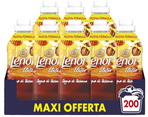 Lenor Elisir Ammorbidente Lavatrice Concentrato, 200 Lavaggi (8X25), Sogno Di Toscana, Freschezza Di Lunga Durata E Morbidezza Di Origine Vegetale, Lenzuola Profumate Fino A 1 Settimana