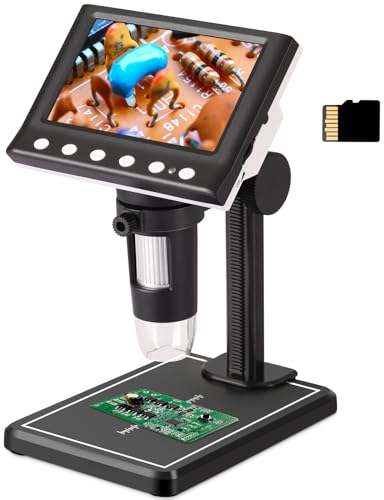 Koolertron Mikroskop Digital, 1080P HD 1000X Mikroskop, USB Mikroskop Mikroskoplupe für Leiterplattenreparatur, Löten von PCB-Münzen, für Erwachsene/Kinder,mit SD Card