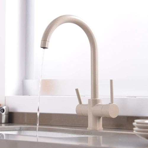 SXLSZ Rubinetto Lavello Cucina,Rubinetto Cucina 3 Vie per Sistemi Osmosi,3 in 1 Miscelatore Cucina per Acqua Potabile a Doppia Leva,Girevole a 360 °,Avena,Rame