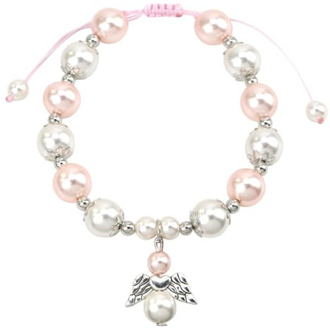 LunarCharm Rosa und Weiß Perlenarmband, Taufgeschenke für Mädchen, Wickelarmbänder, geschenke für teenager mädchen, Geschenke für Tochter, Enkelin, armband mädchen