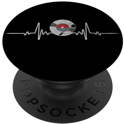 Disque vinyle Heartbeat Vintage Old School DJ amateur de tourne-disque PopSockets PopGrip Adhésif