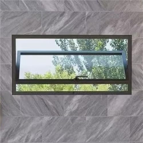 Litet skjul, hemventilationsfönster, fönster i härdat glas, litet skjutfönster, infällt källarfönster för vardagsrum hem kontor kök (svart, 60 x 40 cm)