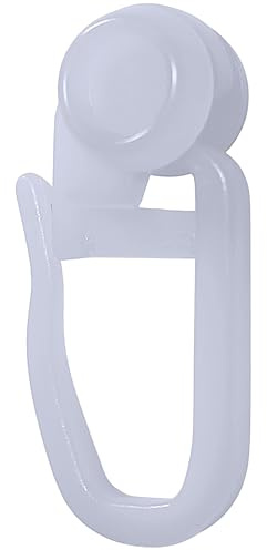 Raum² 200 Gardinenröllchen 8mm, Gardinenhaken, Gardinenringe Universal, Gardinengleiter, 8mm Rolle mit Faltenhaken in weiß, für Gardinenschiene, Gardinenleiste (200 Stück)