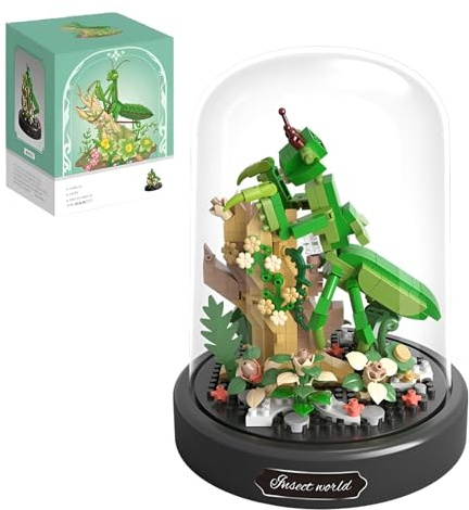 MirthMakers Mantis Insect Building Blocks Set – 400PCS Animal Micro Building Bricks Kit with Display Box, Nature Model Collection, Home Office Decor, STEM Education Toy, for Adult and kid