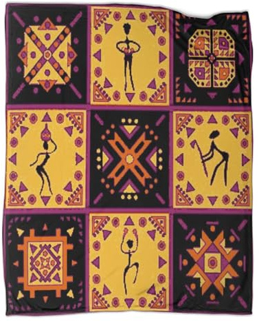 kaiyun Patrones Tribales Africanos Colchas Patchwork,Suaves Y Cálidas Mantas De Franela Estampada para Casa Y Camping 80x90inch(200x230cm)