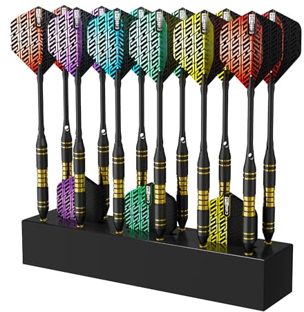 CyeeLife Darthalter,12 Aufnahmen für Darts,3 Aufnahmen für Dart Flights,DartStänder Geeignet für Steeldart & Softdarts,Dart Zubehör (Schwarz)