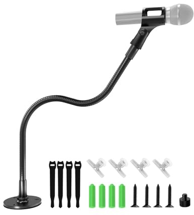 Etour Supporto per microfono a collo di cigno da 48,3 cm, robusto e flessibile, con supporto a flangia, ideale per podio, studio, podcast, conferenze, broadcast e streaming