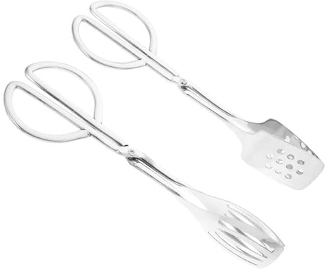 Healifty 2 piezas Pinzas de Cocina Tijera de Acero Inoxidable para Ensalada y Carne Diseño Ergonómico para Bar Buffet y Barbacoa Uso Interior y Exterior