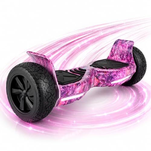Revix RX1 Hoverboard 8.5 All Terrain Off Road Self Balancing Scooter with LED Lights and Bluetooth Speaker for Indoor and Outdoor Use – Galaxy Pink
