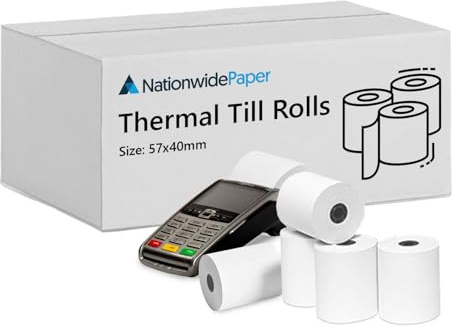 Nationwide Paper 57 x 40 mm, termiska kassarullar för kreditkort PDQ maskin kassarullar, kortmaskin pappersrullar, kassaskåp [10 stycken]