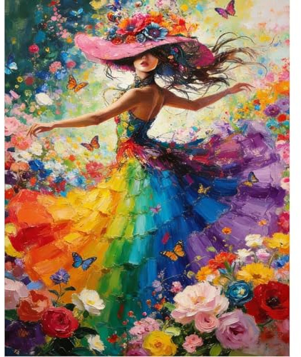YarnWhimsy Paint by Numbers for Adults, Woman Painting by Number for Adults | Abstract DIY Acrylic Colorful Paint by Numbers Kits for Home Wall Decor Gift, 40 x 50 cm