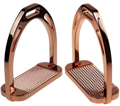 rockible Étrier Antidérapant Équestre Marchepied Arceau Plaque de Semelle Aluminium Poli à Plateau Rainuré pour Pose Sûre et Stabilité Léger 795 G Adapté à , Or Rose