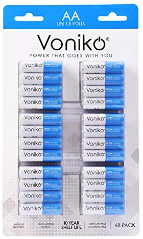 Voniko AA Batteries 48 Pack - 1.5V Alkaline Double A Batteries