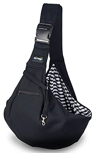 NATUYA Small Dog Carrier Sling Cat Sling,Adjustable Strap Hand Free Pet Puppy Carrier for Outdoor Traveling Subway (Black)