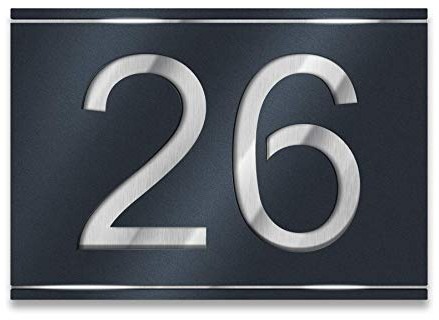 Metzler Hausnummer aus V2A Edelstahl, individuelles Hausnummernschild in Anthrazit RAL 7016 mit ausgelaserter Hausnummer. Rostfrei, 3D-Effekt, inkl. Beschriftung, Made in Germany, Größe: 25 x 17,5 cm