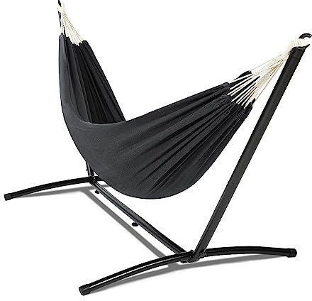 TERRE JARDIN Hamaca con Soporte de Metal ZenCool, Gris Antracita, 200 kg