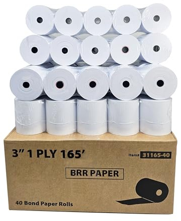 (40 Rolls) 3 x 165' 1 Ply Bond (Non –Thermal) Made in USA STAR SP 700 Kitchen Printer Paper POS Receipt Cash Register for SRP 275 SMP 200 TMU200 MP500 NCR 2174 XR200 IMPACT Printers Requires Ribbons