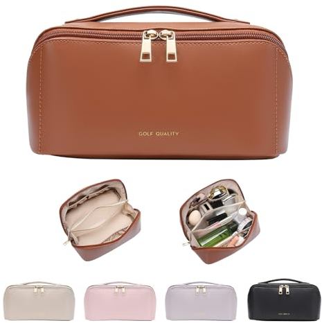 GOLF QUALITY Kosmetiktasche Damen Große Reise Schminktasche Groß Make Up Tasche Organizer mit Bürstenfach Kulturtasche Tragbare Makeup Bag, Waschtasche für Mädchen, Kulturbeutel Schminkbeutel