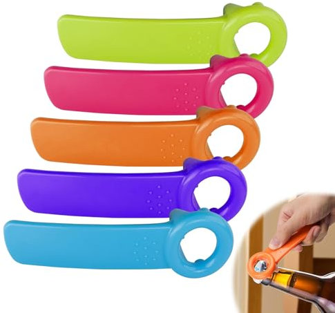 5 Piezas Abre Botes Tarros, PláStico Abridor de Tarros, Superficie Lisa, Abrelatas 5 Colores, Apto para Cocina, Bar, Restaurante, Como Práctico Accesorio de Camping y Barbacoa
