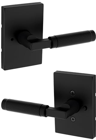 Kwikset Prava Privacy Knurled Door Lever with Lock, Matte Black