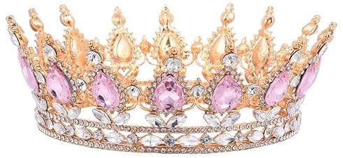 WOONEKY Nupcial De Diamantes De Imitación Diadema Rosa De Perlas Boda De Perlas De Boda Accesorios Para El Cabello De Novia Diamantes De Imitación Desfile