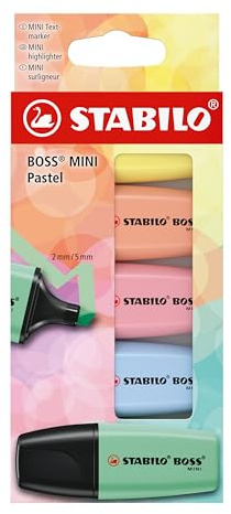 STABILO BOSS MINI Pastel - Highlighter - Pack of 5 - Assorted Colours