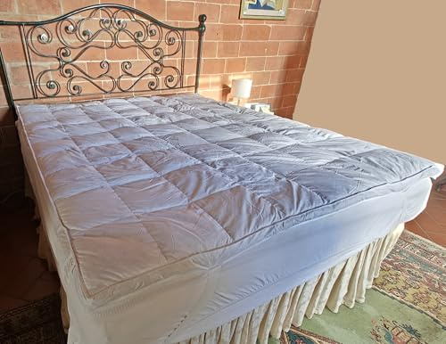 Vico Casa® Topper letto una piazza Double Soft 80x190cm - alto 7cm, in piuma naturale; tessuto 100% cotone; 4 elastici laterali
