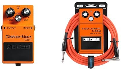 BOSS DS-1 Classic Distortion-pedal med BOSS BIC-10A-OR instrumentkabel