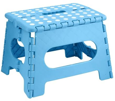 Sky Blue Folding Step Stool Portable Lightweight Space Efficient Non-Slip Stool