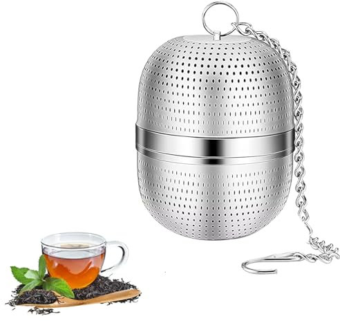 jatimdotin Infusore per Tisane, Infusore Settaccio Filtro, Filtro da tè in Acciaio Inossidabile 304, Filtro Sferico a Rete per Il tè con Catena di Estensione per Teiere, Tazze e Bottiglie di tè.