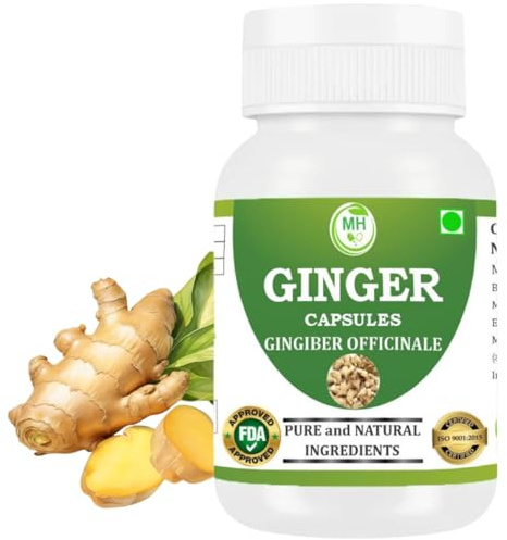 Morsan Healthcare Ginger (Zingiber officinale) Capsule | Pack of 60 x 500 MG. Vegetarian Capsules | Natural Herbal Supplement | GMP Certified | Gluten Free (Pack of 1)