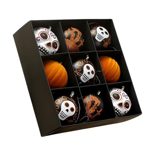 Halloween dekorationsbollar – prydnad träd halloween dag boll, 2-pack festival utomhus | 60 ct svarta guld hängande prydnadsset, okrossbar boll för fest heminredning