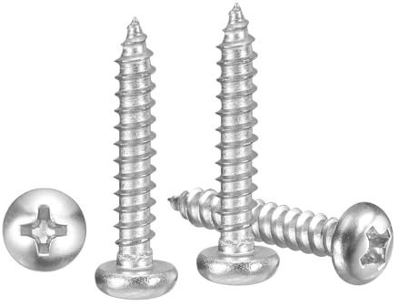 METALLIXITY Phillips Pan Head Self Tapping Screws(M3x20) 50Pcs, 304 Stainless Steel Self Drilling Screw for Metal Wood Plastic, for Cabinet Wall Shutter Plate Rock Furniture, Silver Tone