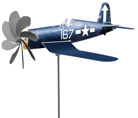 Spinner de jardín de aviones - escultura de molino de viento resistente a la intemperie | Avión de metal Whirligig, decoración del viento del patio, adorno giratorio para césped, arte giratorio al air