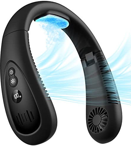 Neck Air Conditioner, Portable Neck Fan with Cooling Plate 360°Cooling Airflow, 5000mah Rechargeable USB Fan Hands Free Bladeless Wearable Foldable Mini Fan for Men Women Kids Home Office Outdoor