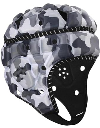 QSTDGVPW Casco de Rugby, Gorra Deportiva, Ajustable, Amortiguador, Casco de Fútbol Americano para Niños Y Niñas, Lanzadores, Porteros de, Blanco y Negro