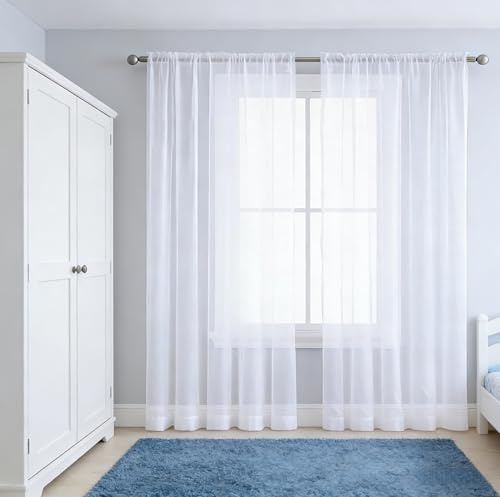 XUEQXUE Tenda Trasparente 82 x 190 cm Leggero Morbido Moderno Traspiranti e Facili, Morbide, Ideali Voile Curtains Trasparente per Soggiorno Camera Balcone Finestra e Cucina, Bianco