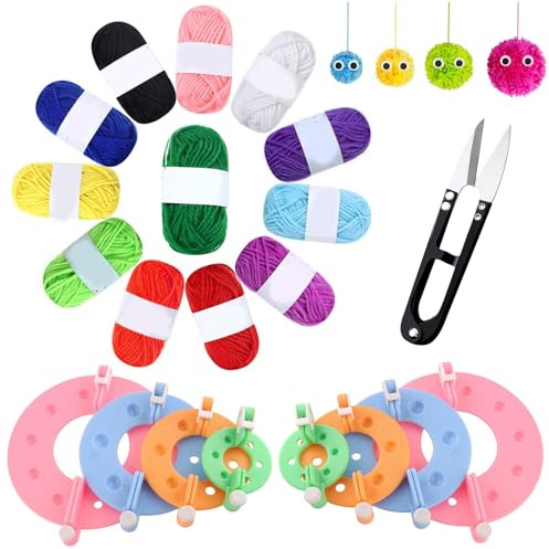 deegbbyi 21 Piezas Pompom Maker, Kits para Hacer Pompones DIY 3.5/5.5/7/9cm