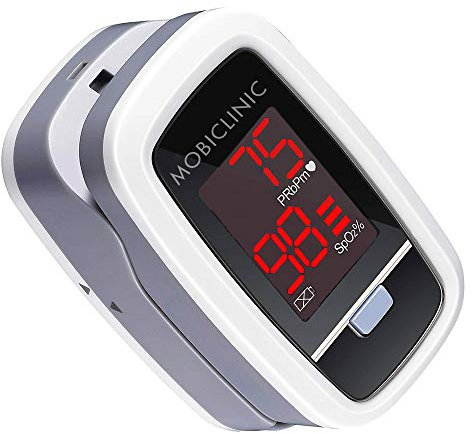 Mobiclinic, Saturimetro da dito, Px-02, Marchio europeo, Schermo oled, Marcatura ce, Misuratore ossigeno sangue, Frequenza cardiaca, Curva pletismografica, Pulsossimetro professionale, Colore bianco