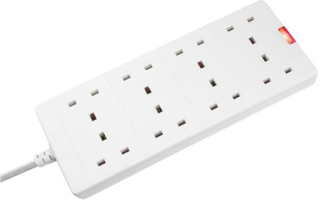Masterplug Eight Socket Extension Lead with Power Indicator, 2 Metre, White BEN210-MP