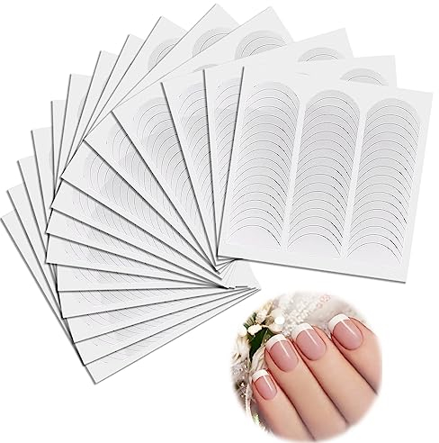 648 PCS Autocollants Ongles Français Auto-Adhésifs Autocollants de Manucure Blanc en Forme de Demi-Lune pour d'Art d'Ongle Français