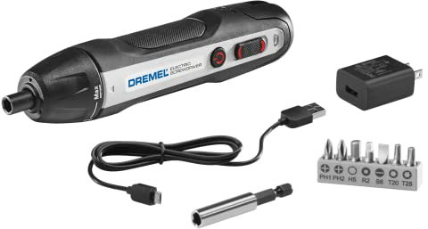 Dremel 4V Cordless Screwdriver Kit with 6 Power Settings and Smart Stop Technology, Includes 7 Screwdriver Bits, 1 Bit Extender, USB Cable and Power Adapter, HSES-01