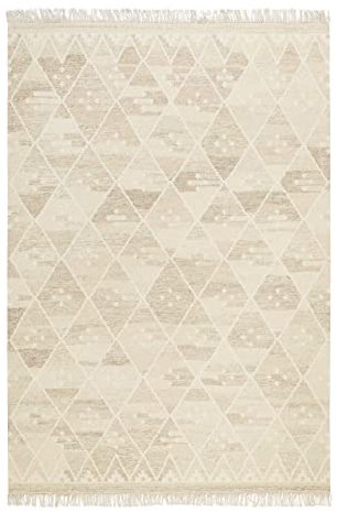 Kelim Teppich handgewebt - Naturfaser Läufer & Teppiche bestens geeignet fürs Wohnzimmer & Schlafzimmer, Handwebteppich & Wollteppich, nachhaltig & hochwertig, 160 x 230 cm, Beige Braun - Vermont